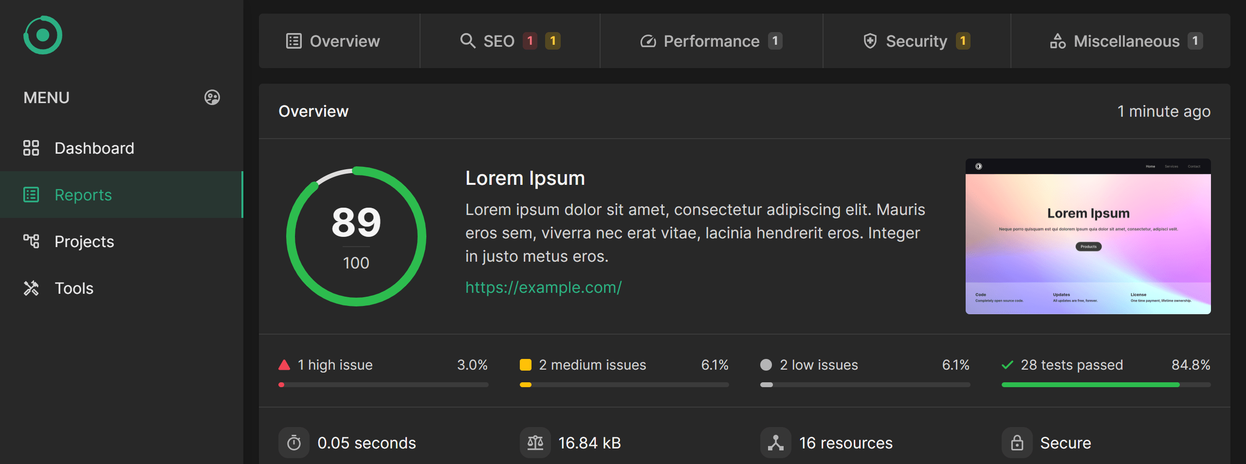 SEO Dashboard Preview - Professional SEO reports and analysis tools
